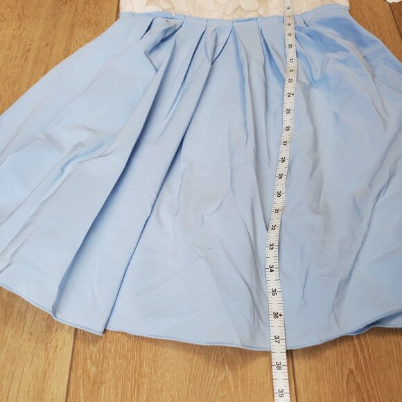 Altard State Dress Blue Cream Floral Lace Tulle Cottage Fairy Pleated Size L NEW - Picture 9 of 16